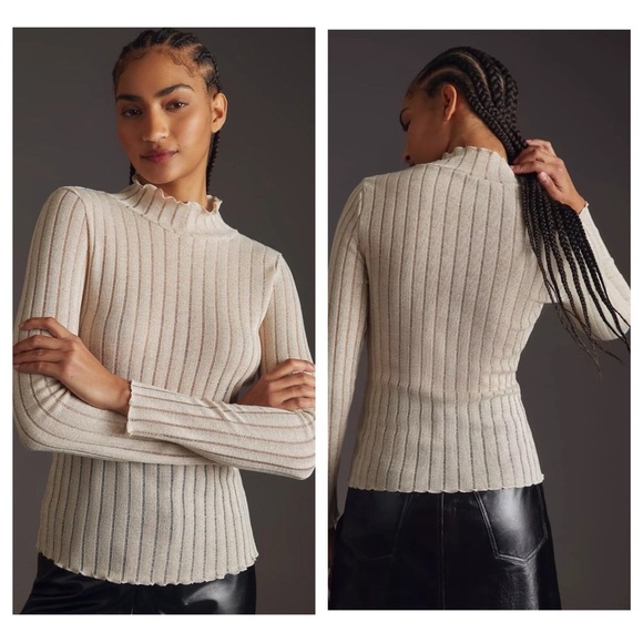 Pilcro Sheer Turtleneck - Picture 1 of 8